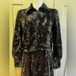 GANNI: black sequin midi/maxi dress